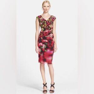 VINTAGE Jean Paul Gaultier Soleil FUZZI Floral Mesh Midi Dress - Pink - Medium